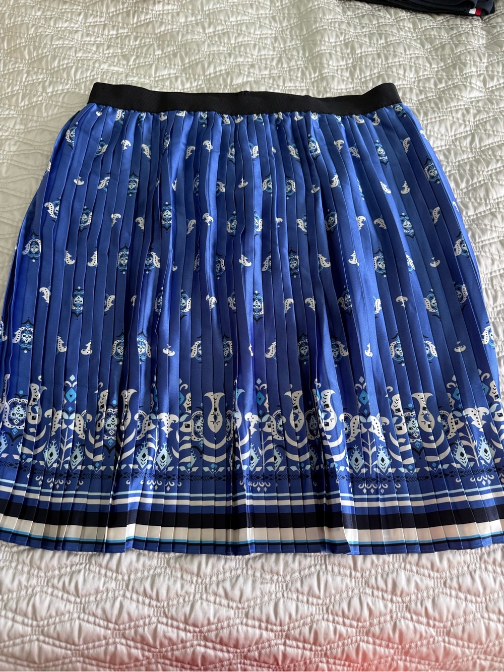 Lane Bryant Blue Pleated Border Print Skirt